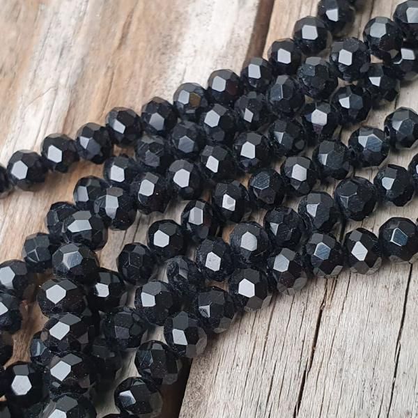 Korlky sklenn 4x3mm rondelky ern pln ra