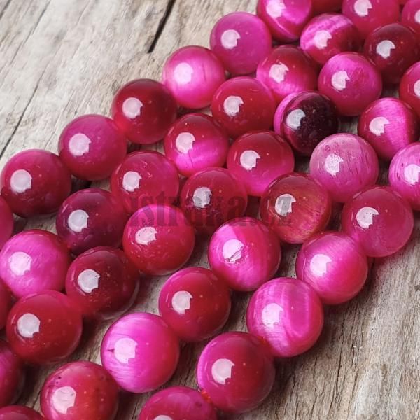 Tygøí oko ružové korálky 6mm šòùra