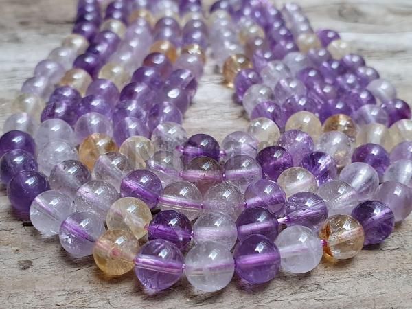 Ametyst lavender + citrn korlky 6mm plra