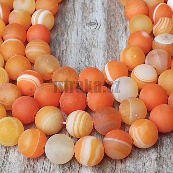 Achát krajkový korálky 8mm oranžové matné šòùra