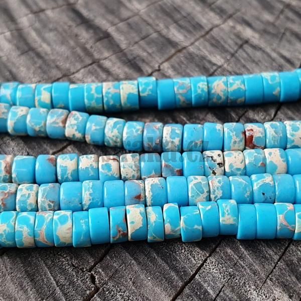 Jaspis regalit tyrkysov korlky 4x2mm heishi plra