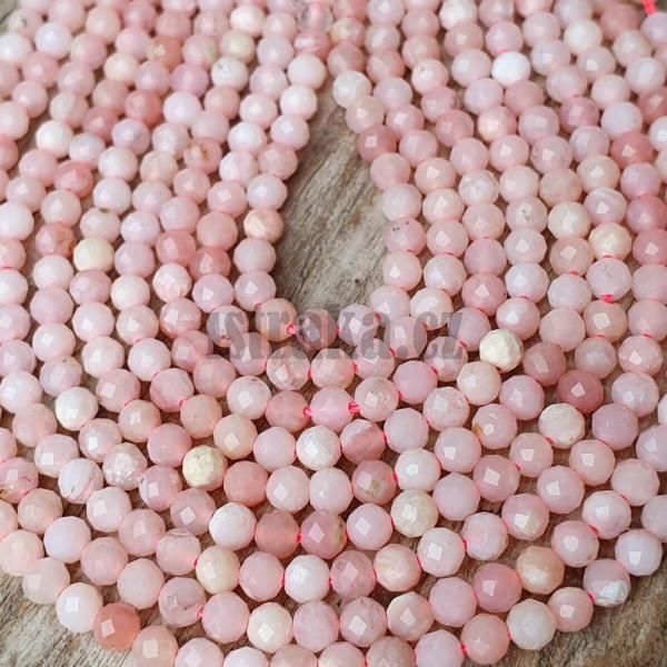 Opál růžový korálky 3mm broušené šňůra