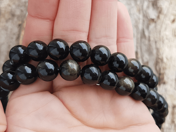 Obsidin zlat korlky 10mm ra