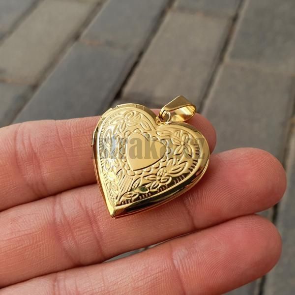 Srdce přívěsek medailon na fotku zlatý nerez