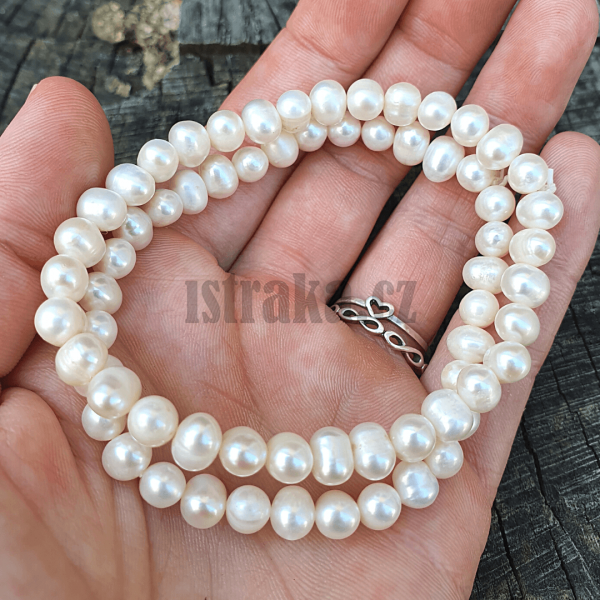 Náramek říční perly bílé 5-6mm 