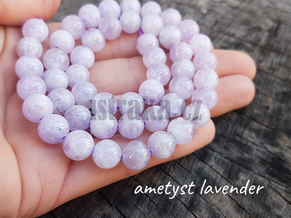 Ametyst lavender korálky 8mm světlé šňůra