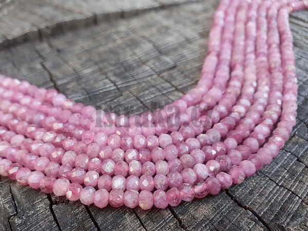 Turmalín korálky 3x2mm rondelky růžové broušené šňůra