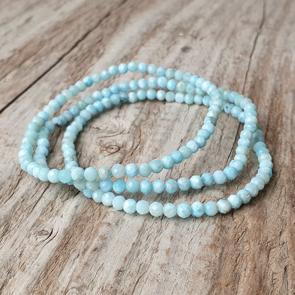 Náramek larimar 3mm broušený | istraka.cz - nejtřpytivější korálky