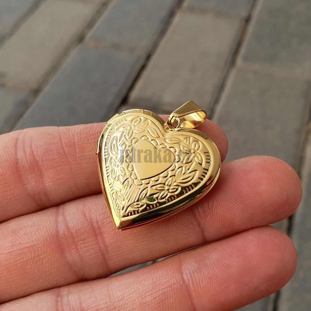 Srdce pøívìsek medailon na fotku zlatý nerez